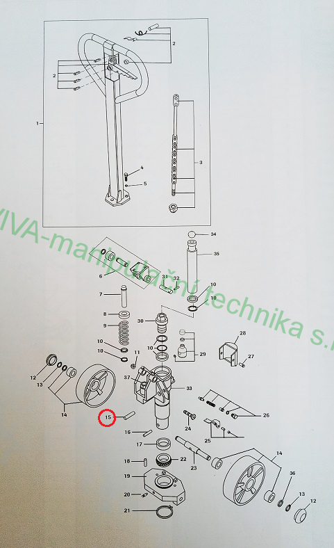 Pružný kolík hydraulické jednotky